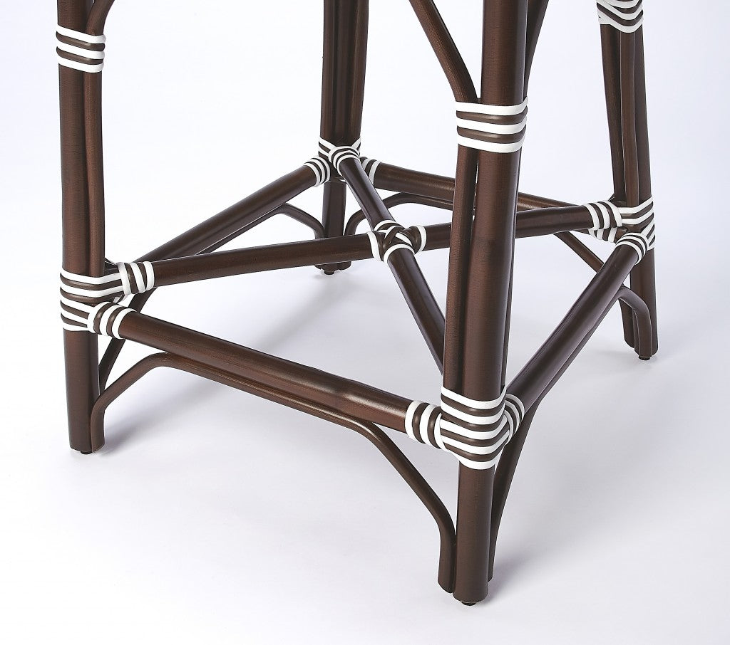 HomeRoots White And Chocolate Rattan Counter Stool