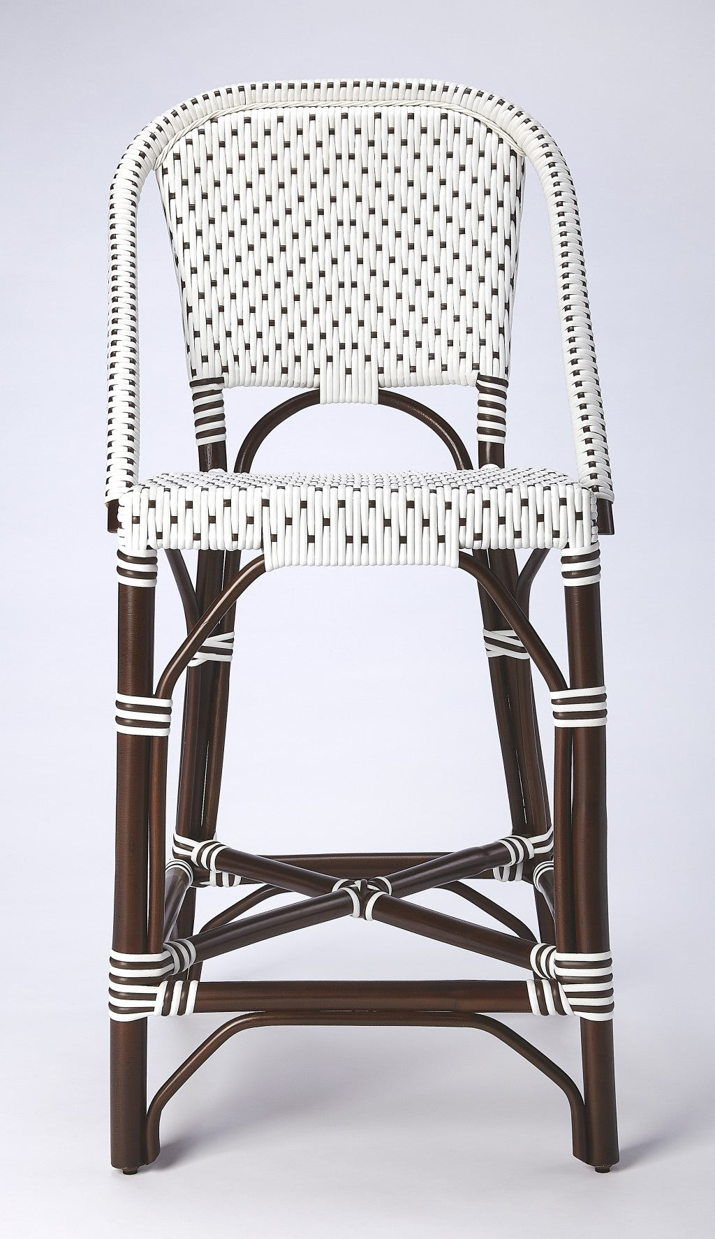 HomeRoots White And Chocolate Rattan Counter Stool