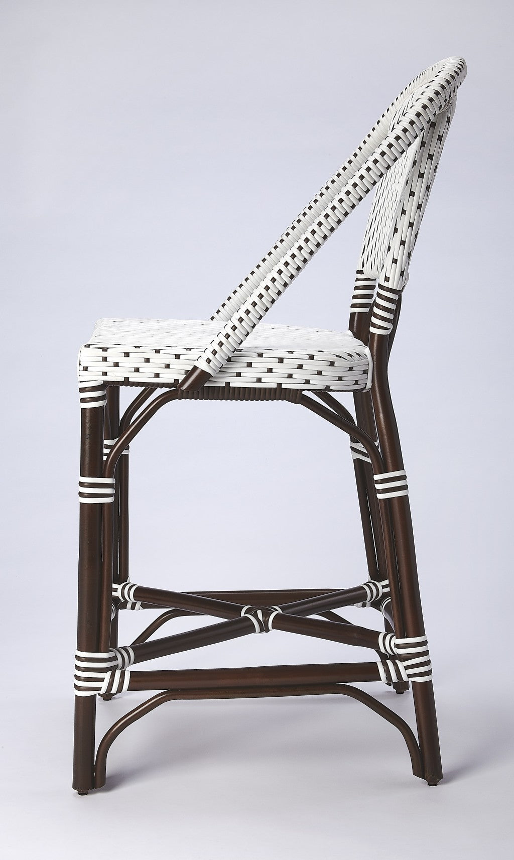 HomeRoots White And Chocolate Rattan Counter Stool