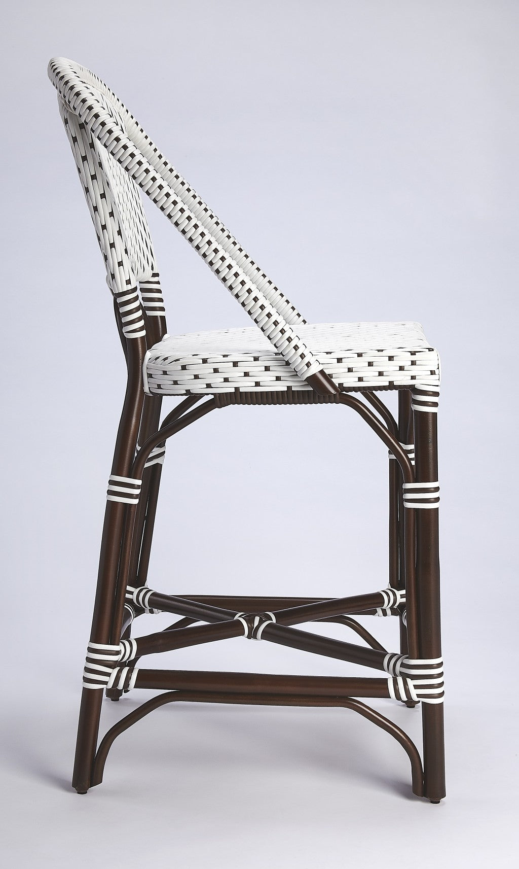 HomeRoots White And Chocolate Rattan Counter Stool