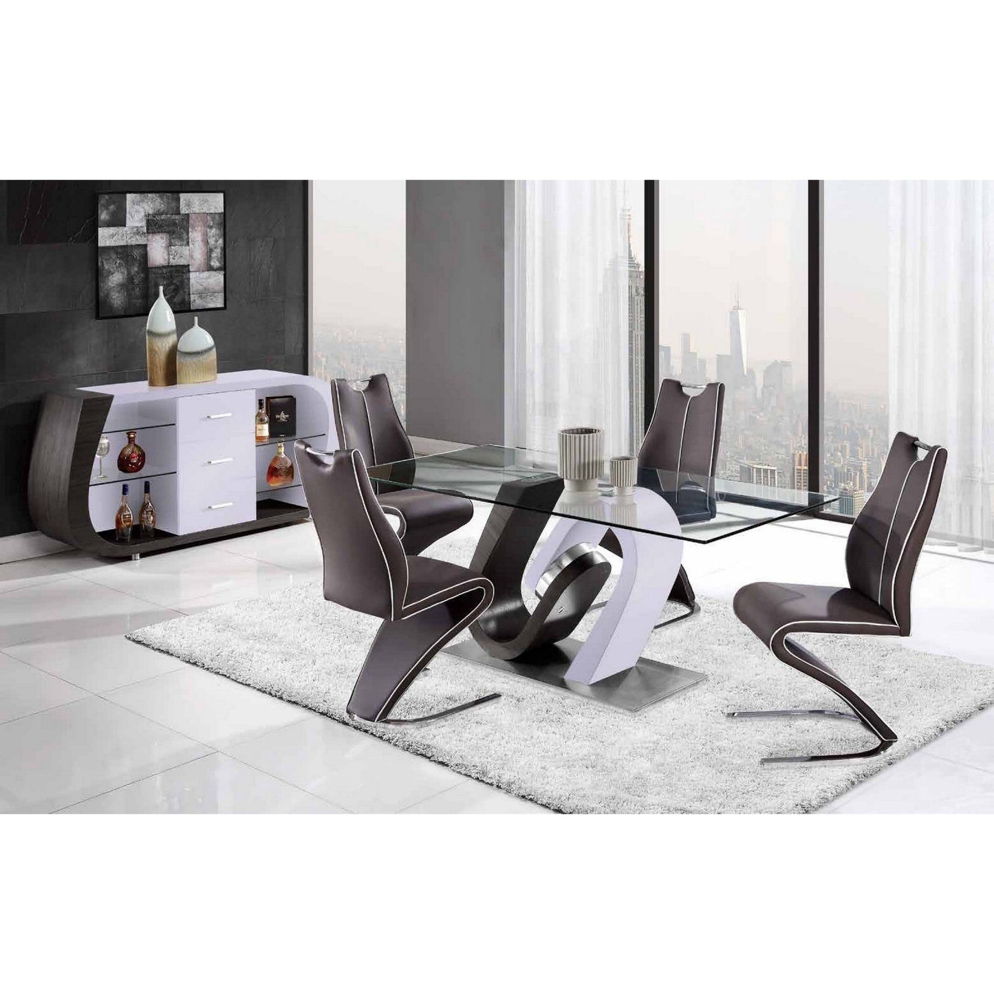 HomeRoots White And Grey Multi tone Buffet With 3-Drawer