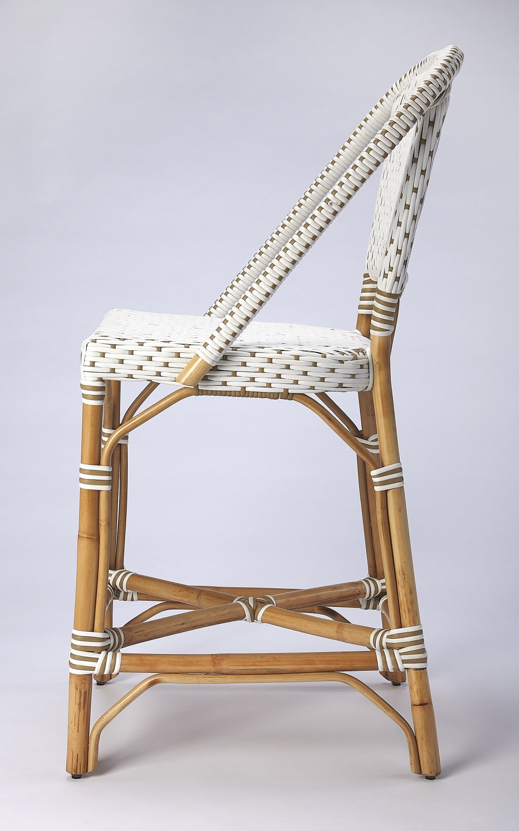 HomeRoots White And Tan Beige Rattan Counter Stool