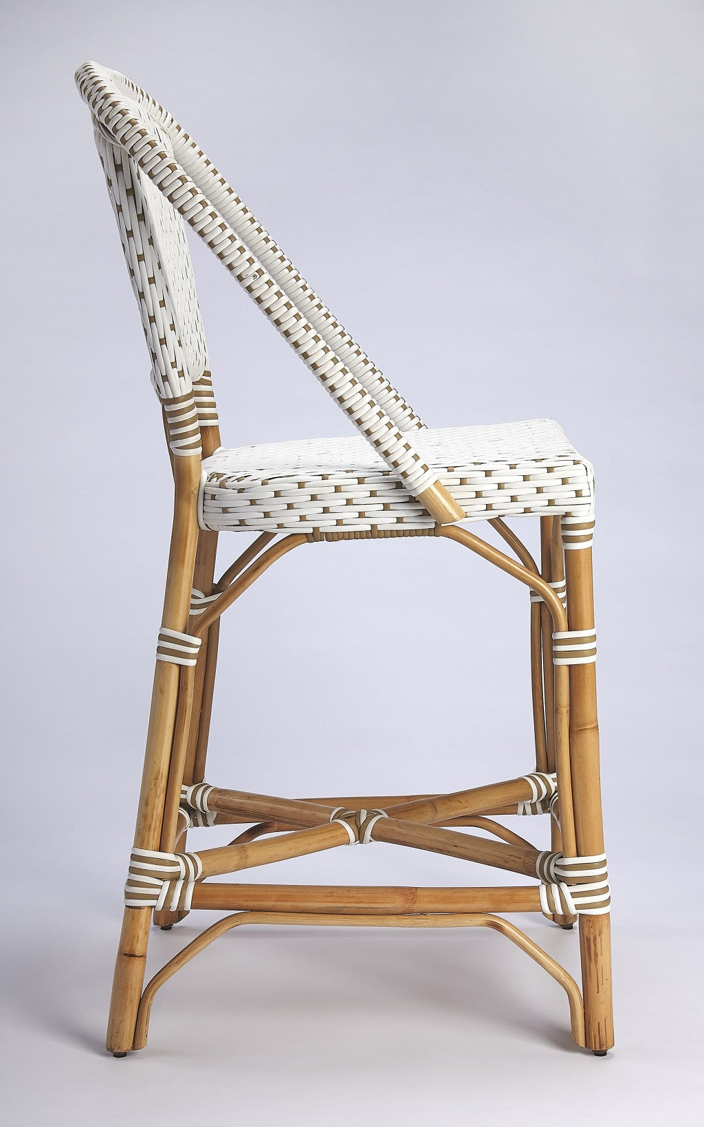HomeRoots White And Tan Beige Rattan Counter Stool