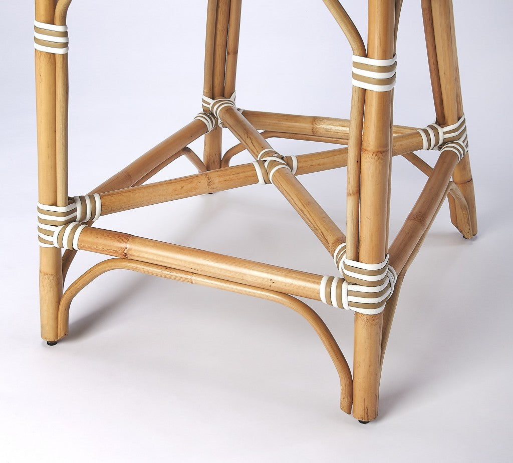 HomeRoots White And Tan Beige Rattan Counter Stool