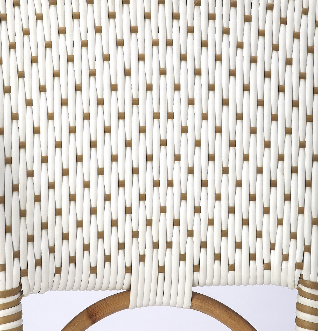 HomeRoots White And Tan Beige Rattan Counter Stool