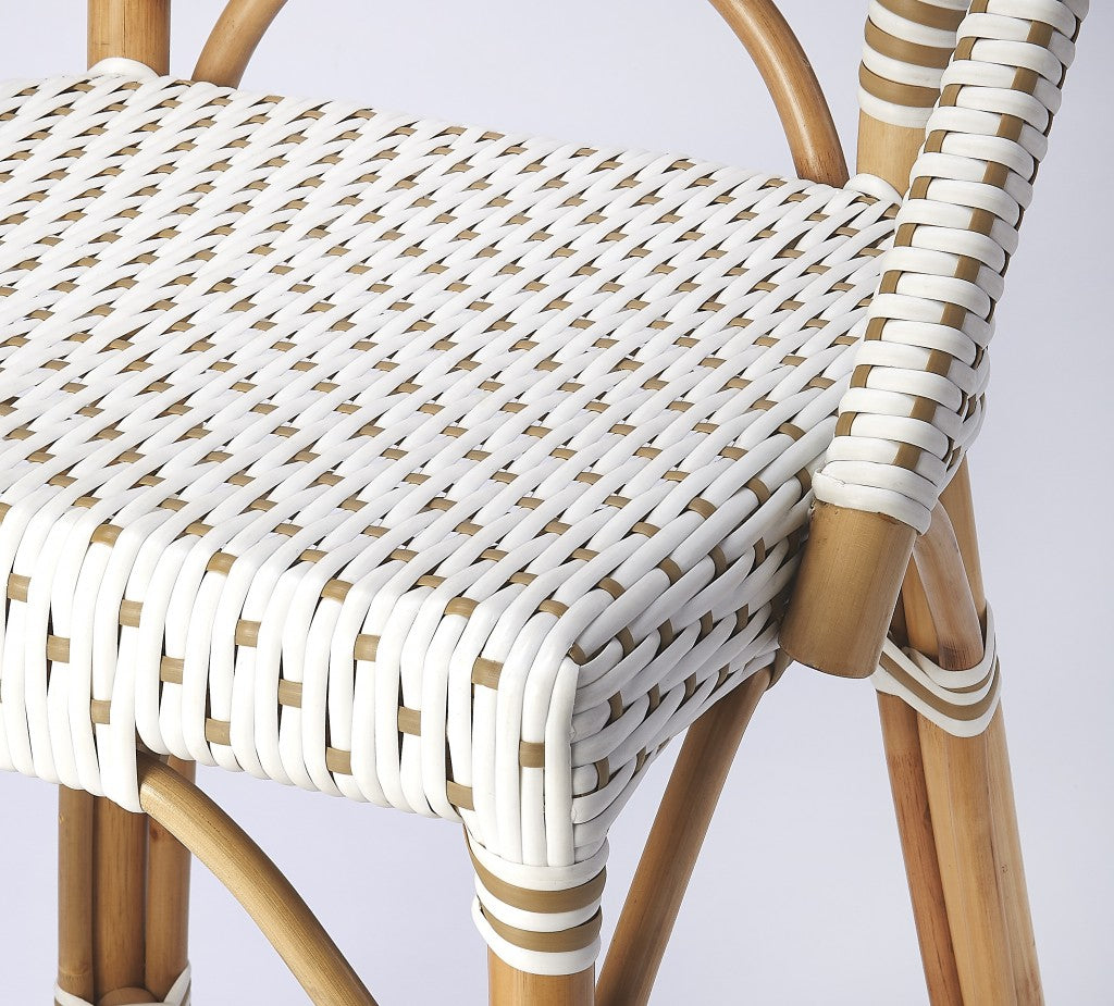 HomeRoots White And Tan Beige Rattan Counter Stool