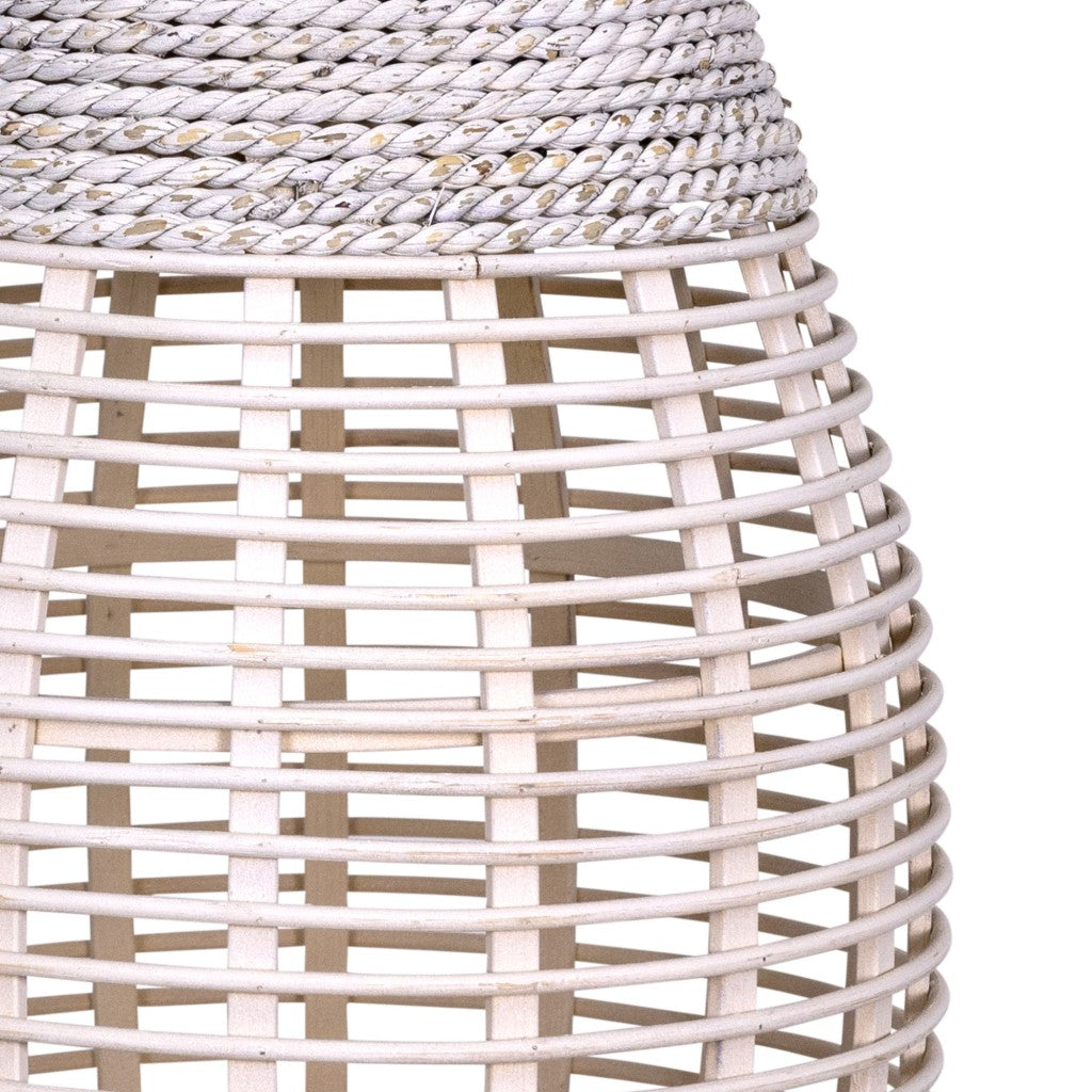 HomeRoots White Bamboo and Rope Floor Vase