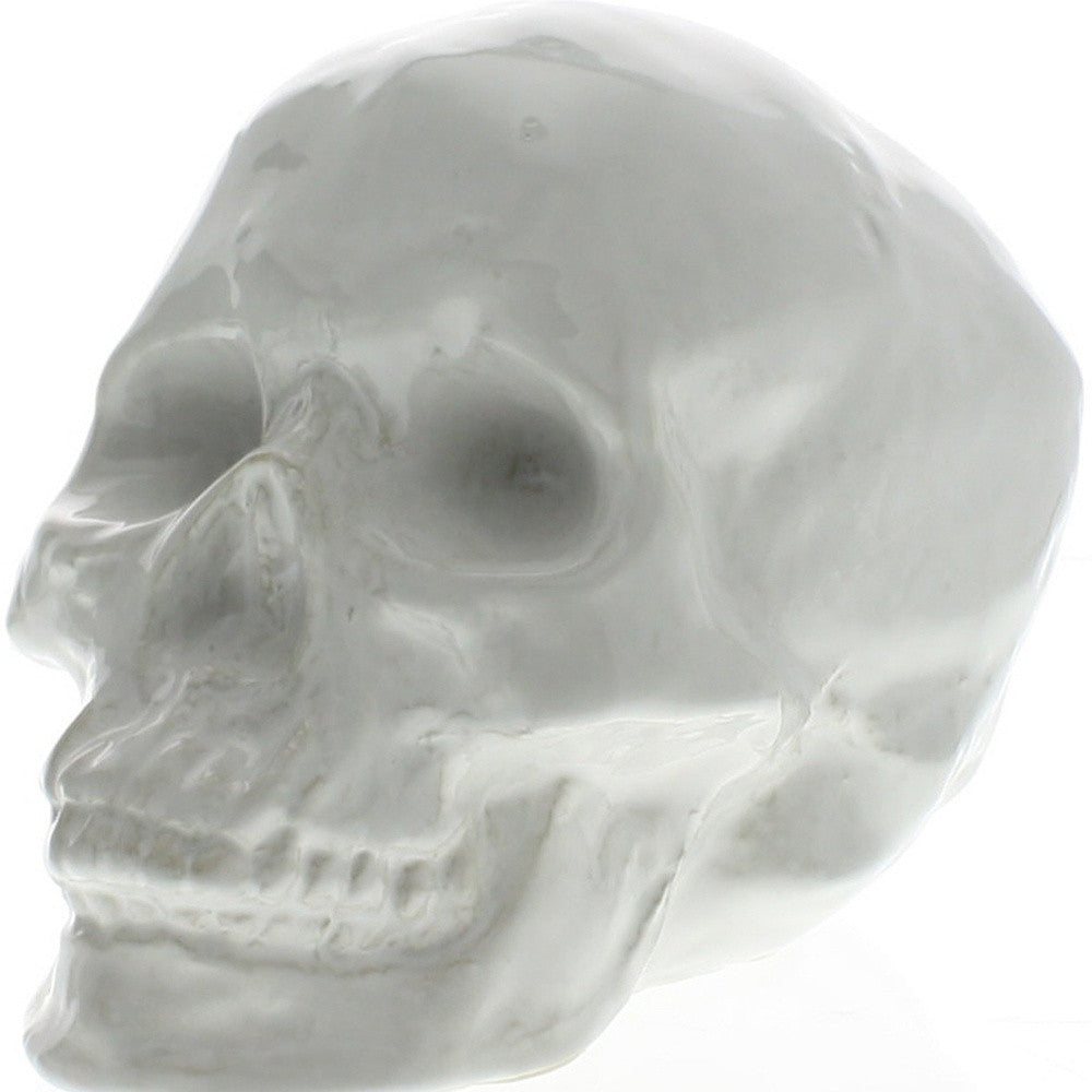 HomeRoots White Ceramic Skull Sculpture