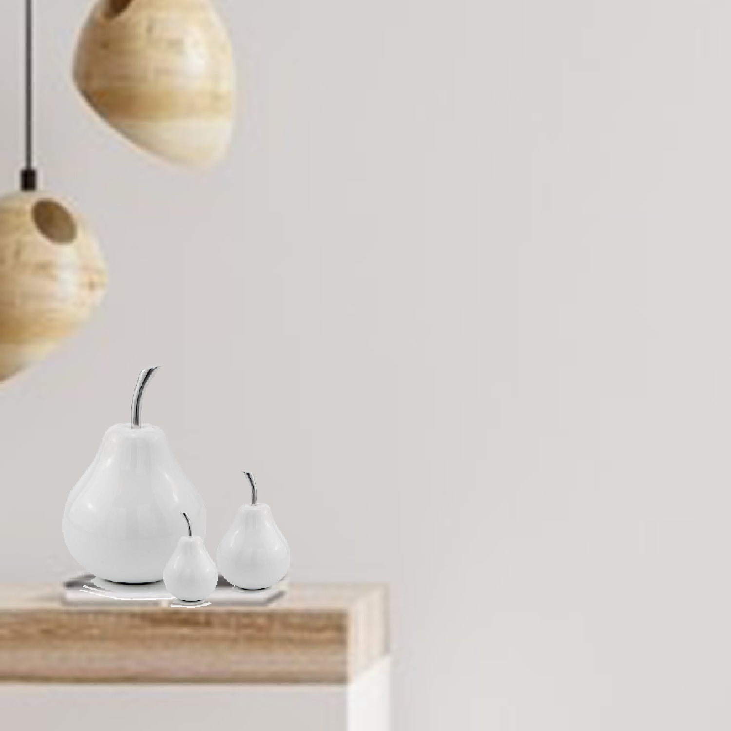 HomeRoots White Coated Mini Pear Shaped Aluminum Accent Home Decor