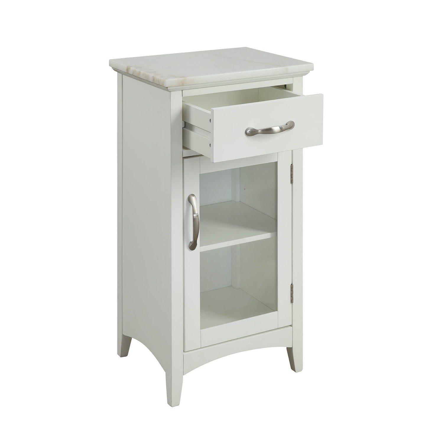 HomeRoots White Compact Stylish Cabinet With Marble Top