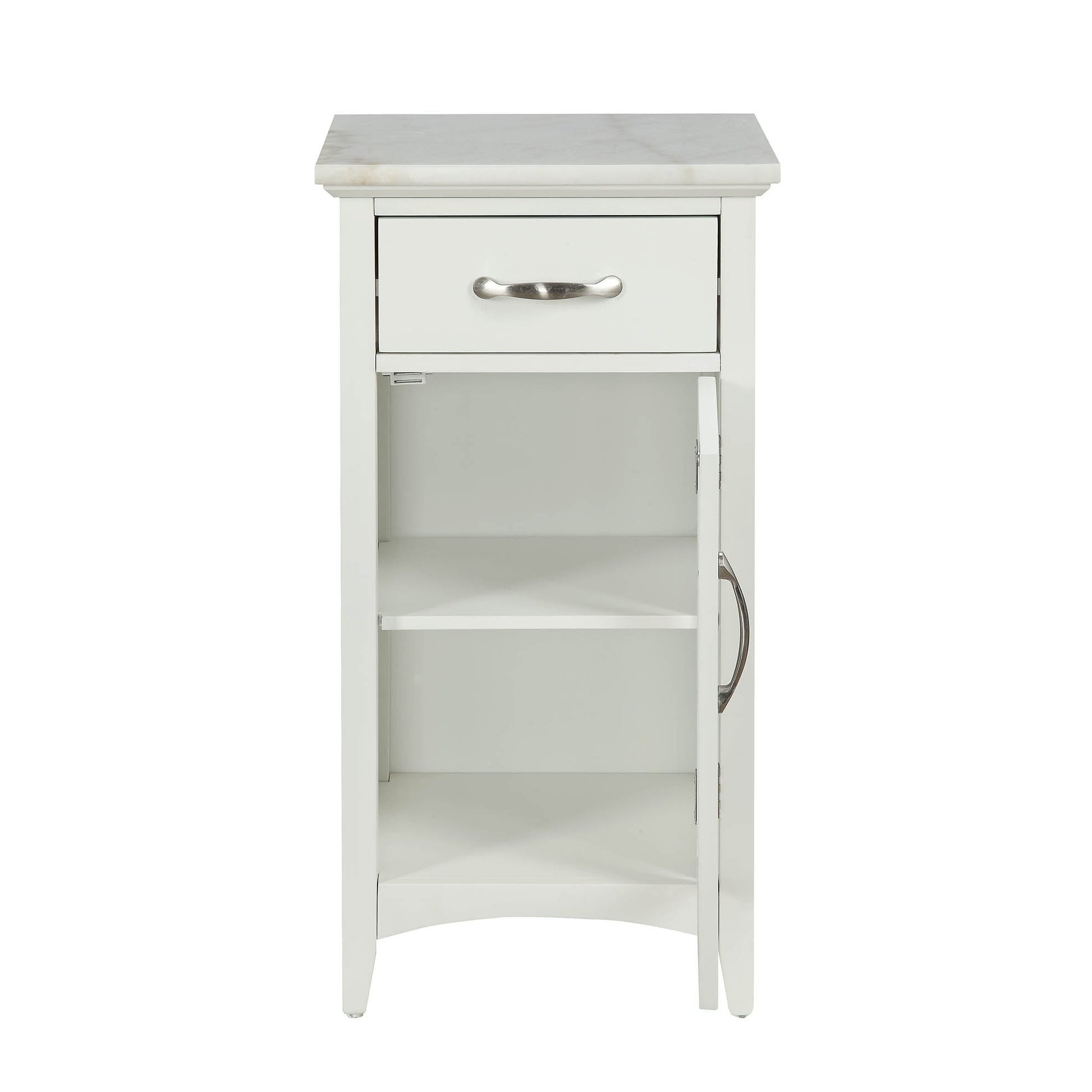 HomeRoots White Compact Stylish Cabinet With Marble Top