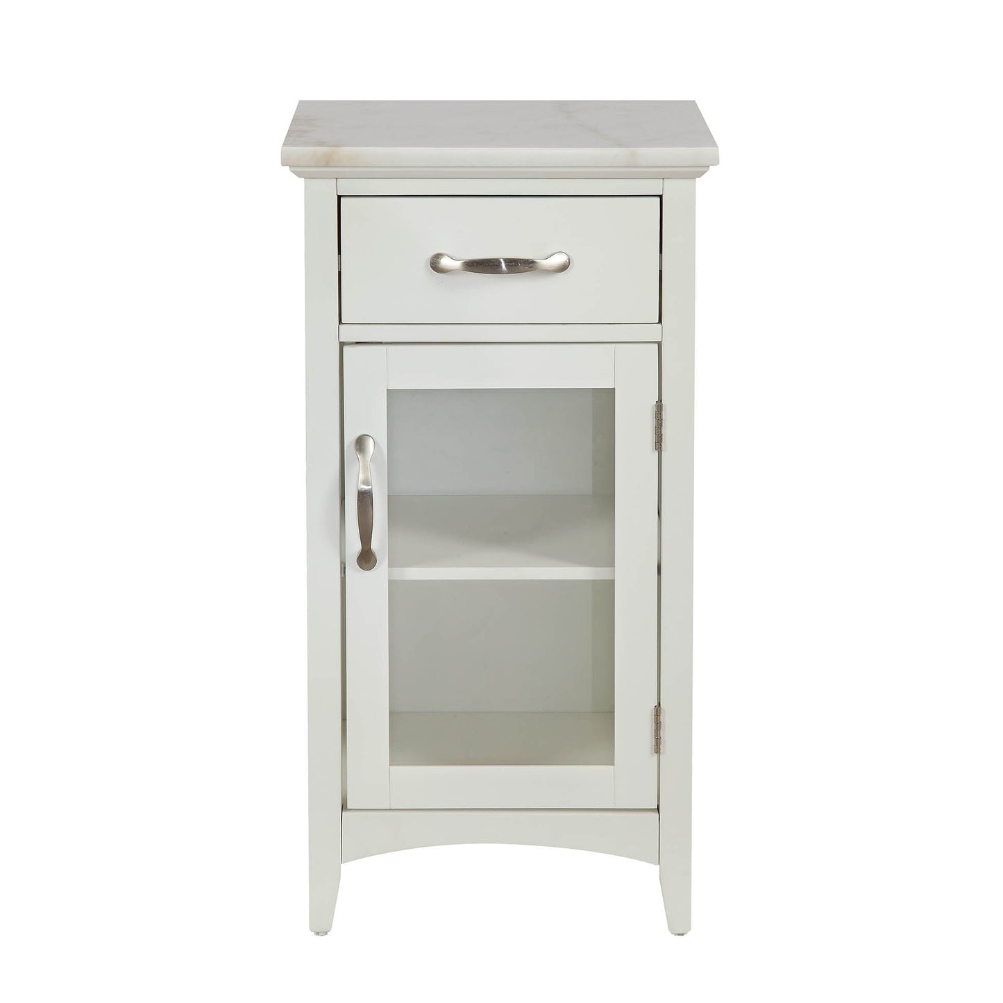 HomeRoots White Compact Stylish Cabinet With Marble Top