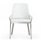 HomeRoots White Dining Chair With Brushed Stainless Steel Base Finish