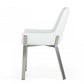 HomeRoots White Dining Chair With Brushed Stainless Steel Base Finish