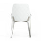HomeRoots White Dining Chair With Brushed Stainless Steel Base Finish