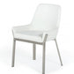 HomeRoots White Dining Chair With Brushed Stainless Steel Base Finish