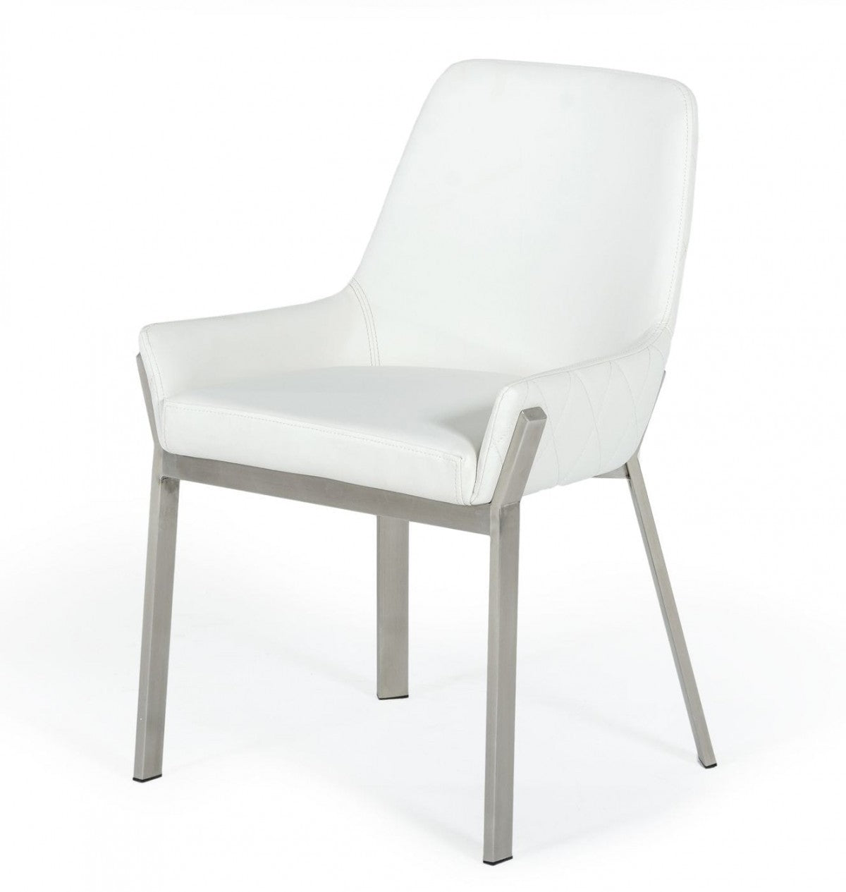 HomeRoots White Dining Chair With Brushed Stainless Steel Base Finish