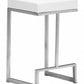 HomeRoots White Faux Leather And Stainless Geometric Backless Counter Stools in Set of 2