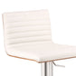 HomeRoots White Faux Leather Armless Swivel Bar Stool with Brushed Stainless Steel Base