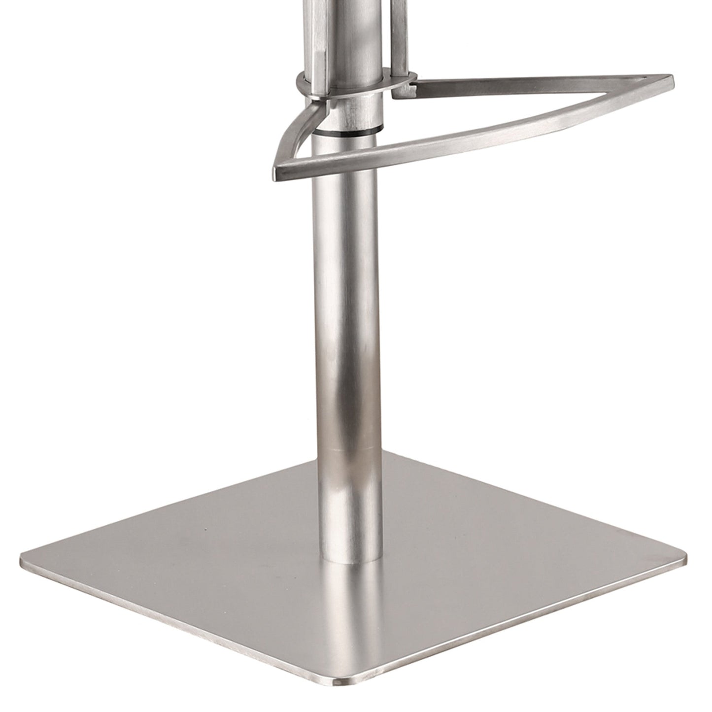 HomeRoots White Faux Leather Armless Swivel Bar Stool with Brushed Stainless Steel Base