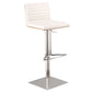 HomeRoots White Faux Leather Armless Swivel Bar Stool with Brushed Stainless Steel Base