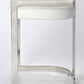 HomeRoots White Faux Leather Counter Stool With Nickel Plated Finish