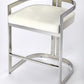 HomeRoots White Faux Leather Counter Stool With Nickel Plated Finish