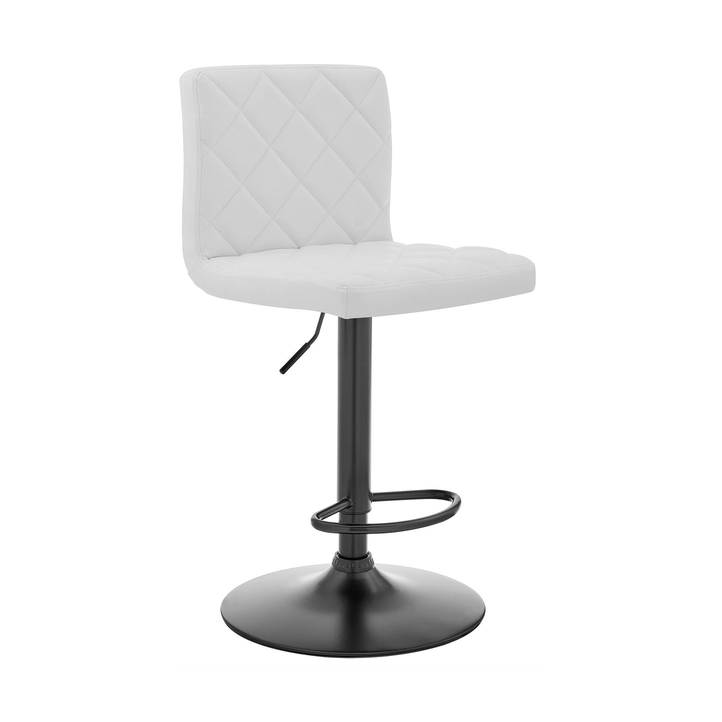 HomeRoots White Faux Leather Swivel Adjustable Bar Stool