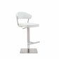 HomeRoots White Faux Leather and Stainless Adjustable Bar Stool