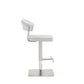 HomeRoots White Faux Leather and Stainless Adjustable Bar Stool