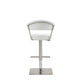 HomeRoots White Faux Leather and Stainless Adjustable Bar Stool