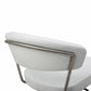 HomeRoots White Faux Leather and Stainless Adjustable Bar Stool