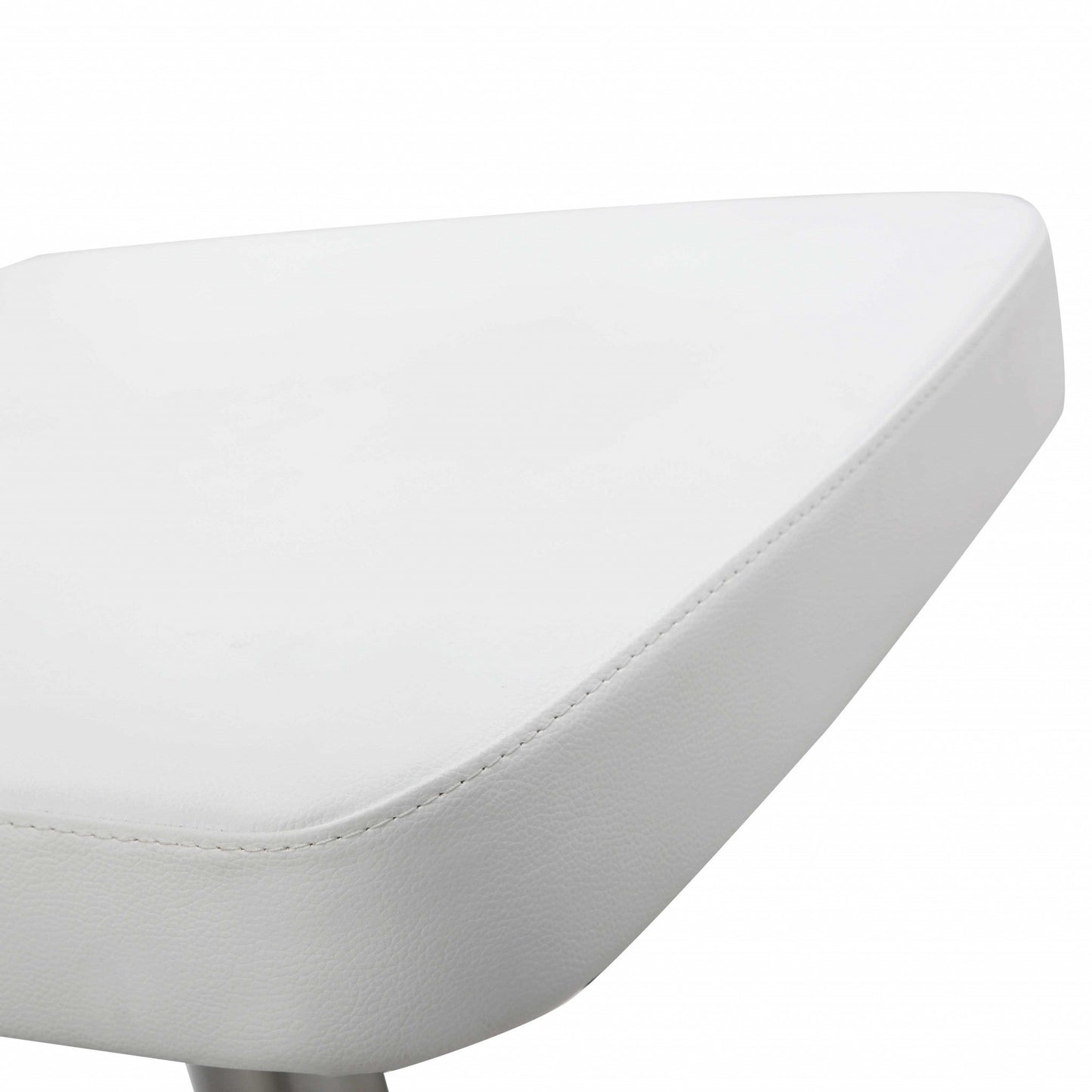 HomeRoots White Faux Leather and Stainless Adjustable Bar Stool