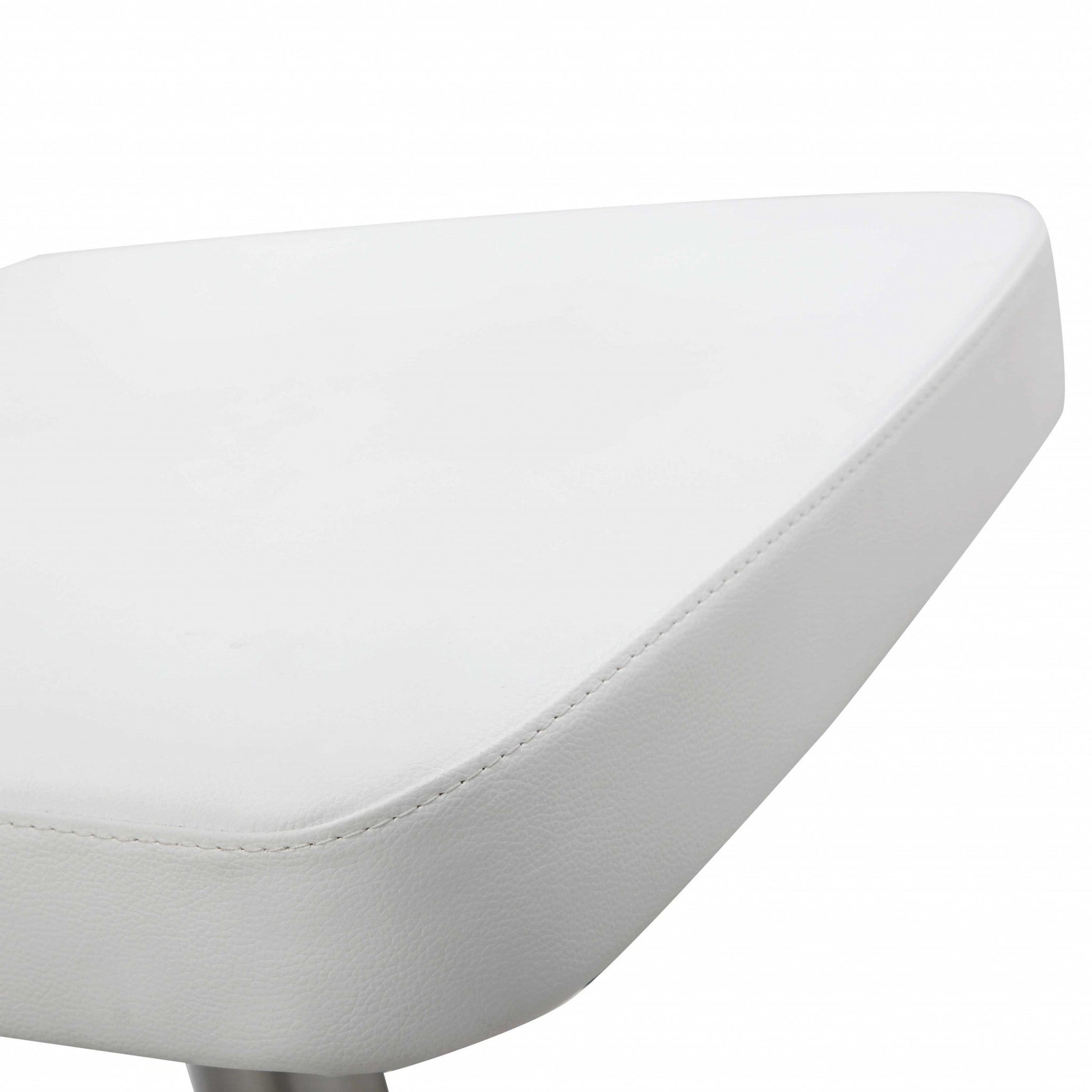 HomeRoots White Faux Leather and Stainless Adjustable Bar Stool