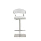 HomeRoots White Faux Leather and Stainless Adjustable Bar Stool