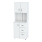 HomeRoots White Finish Wood High Low Full Size Microwave Cabinet