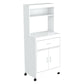 HomeRoots White Finish Wood Microwave Cabinet With Two Doors And Drawer