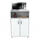 HomeRoots White Finish Wood Microwave Cart With Cabinet