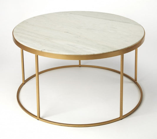 HomeRoots White Marble Coffee Table