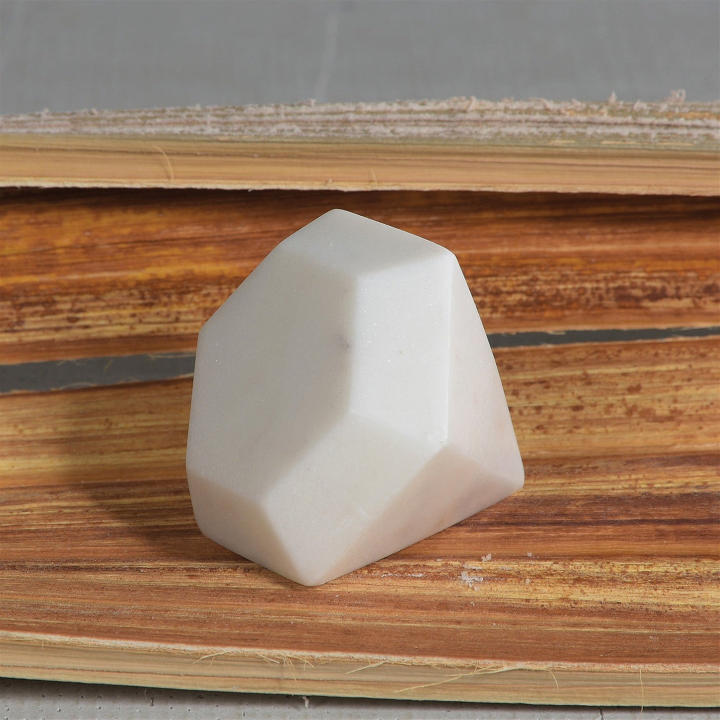 HomeRoots White Marble Diamond Sculpture