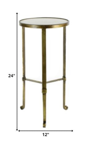 HomeRoots White Marble Side Table With Gold Finish