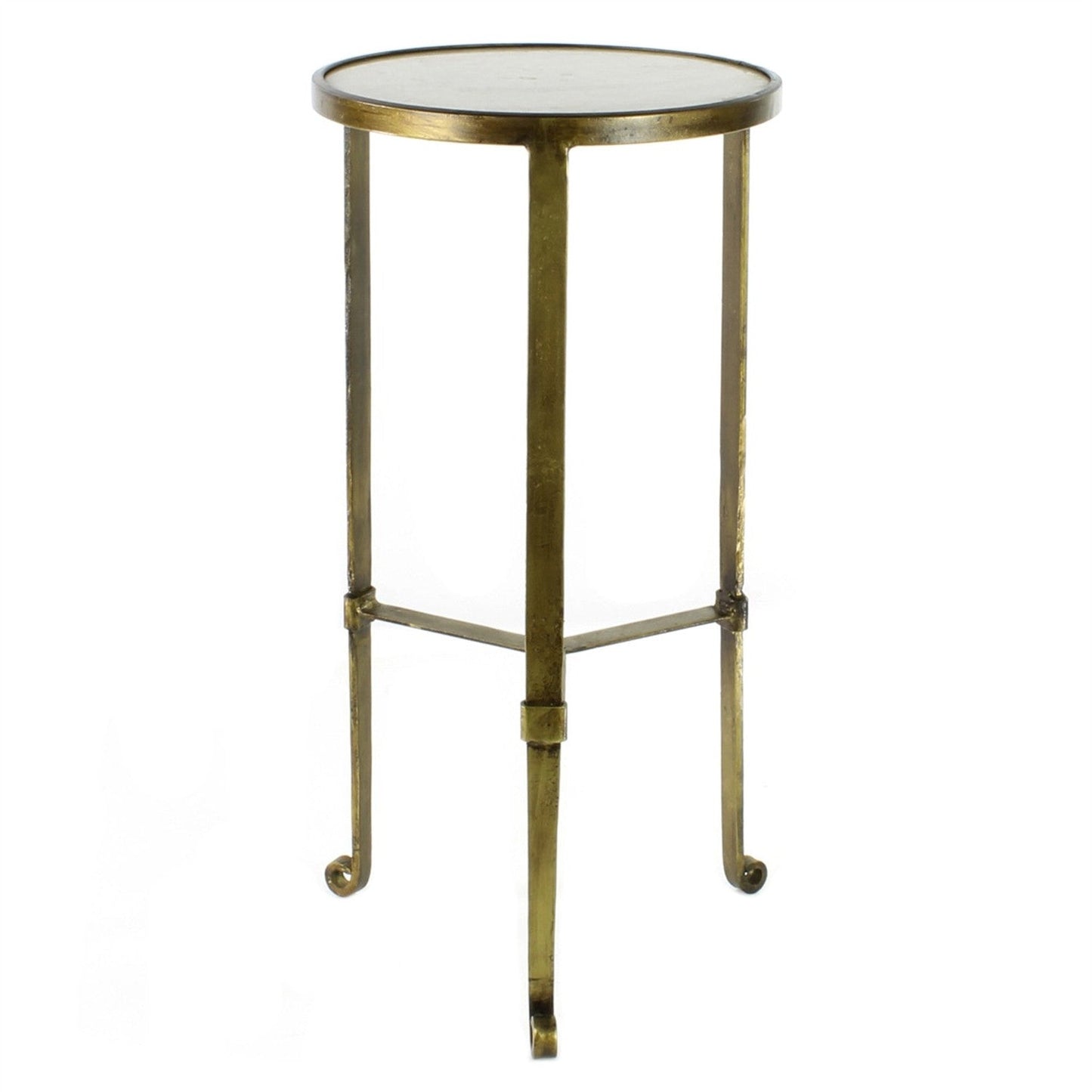 HomeRoots White Marble Side Table With Gold Finish
