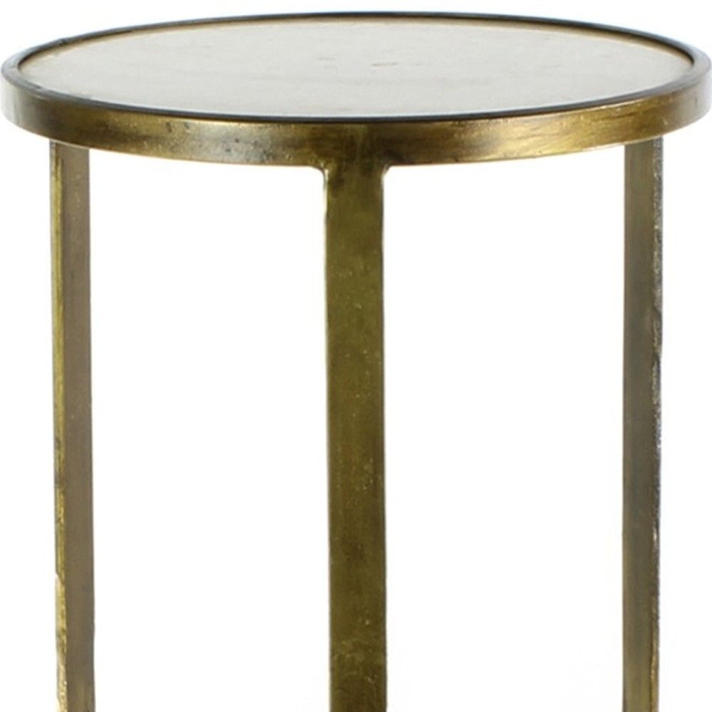 HomeRoots White Marble Side Table With Gold Finish