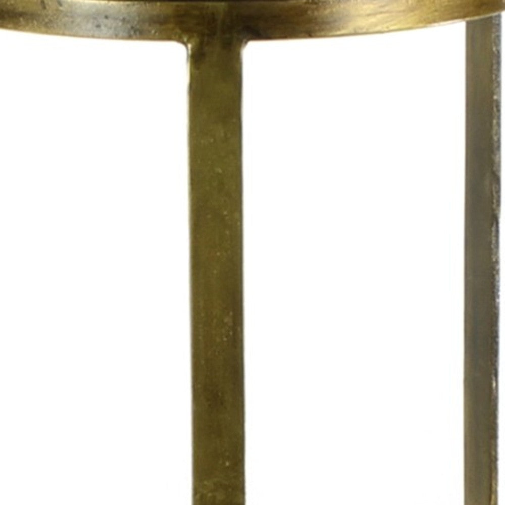 HomeRoots White Marble Side Table With Gold Finish
