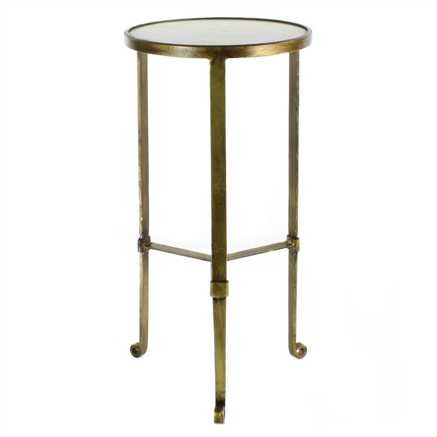 HomeRoots White Marble Side Table With Gold Finish