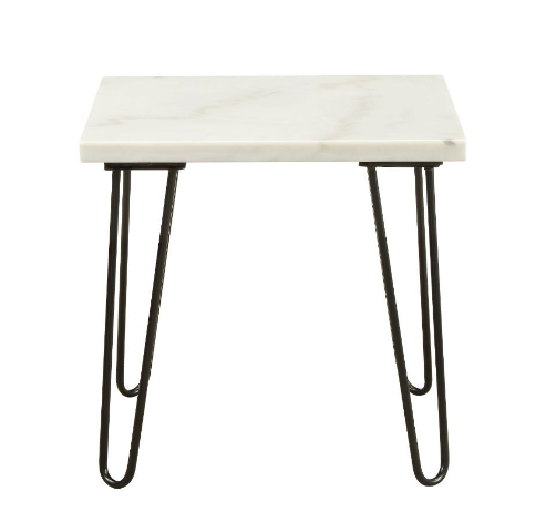 HomeRoots White Marble and Gold Geometric End Table