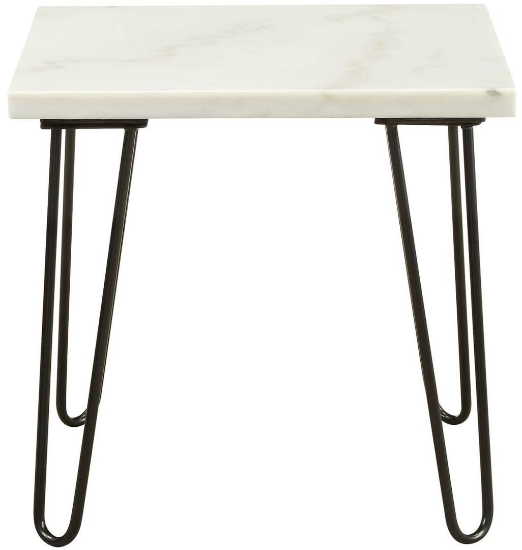 HomeRoots White Marble and Gold Geometric End Table