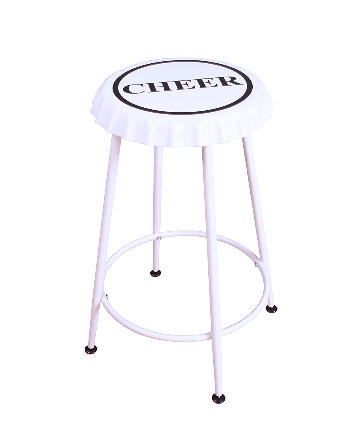 HomeRoots White Metal Cheer Bottle Cap Seat Set of 2 Counter Height Stools