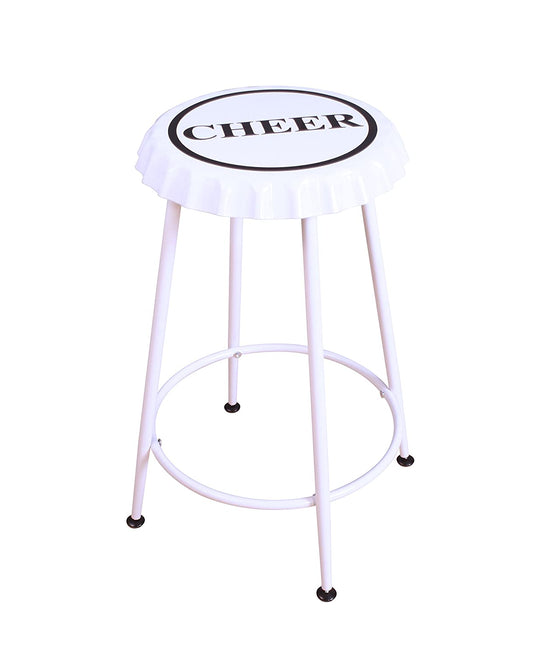 HomeRoots White Metal Cheer Bottle Cap Seat Set of 2 Counter Height Stools