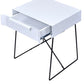 HomeRoots White Modern Metal End Table with Drawer